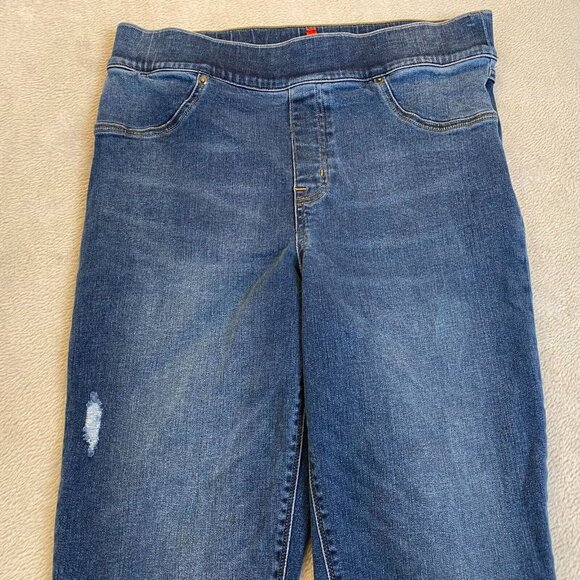 Spanx Women's Jeans Large Distressed Denim Skinny With Frayed Hem - Picture 7 of 16